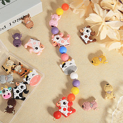 18Pcs 18 Styles Cow/Cattle Food Grade Silicone Focal Beads&nbsp;SIL-CA0002-86