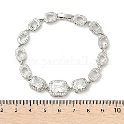 Rectangle & Oval Brass Micro Pave Cubic Zirconia Link Chain Bracelets&nbsp;KK-R217-36P