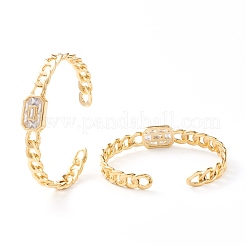 Brass Micro Pave Cubic Zirconia Cuff Bangles&nbsp;BJEW-Z001-01C