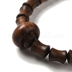 Black Wood Bamboo Joint Beaded Stretch Bracelet&nbsp;BJEW-B080-13B