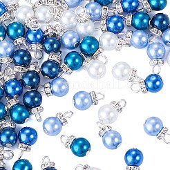 70Pcs 5 Colors Glass Pearl Pendants&nbsp;PALLOY-TAC0321