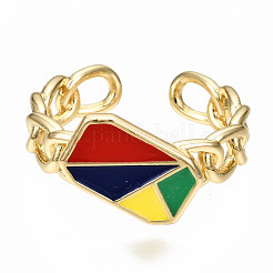 Brass Enamel Cuff Rings&nbsp;RJEW-N035-005-NF