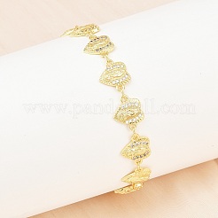 Virgin Mary Theme Brass Micro Pave Clear Cubic Zirconia Link Chain Bracelets for Women&nbsp;BJEW-A090-08C-G