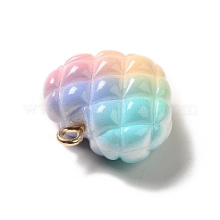 Rainbow Color Opaque Resin Waffle Beads Pendants&nbsp;RESI-F035-01