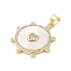 Brass Micro Pave Clear Cubic Zirconia Pendants&nbsp;KK-I712-37G