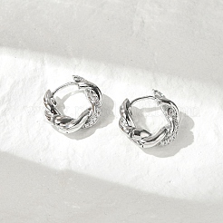 Brass Clear Cubic Zirconia Hoop Earrings&nbsp;EJEW-Q014-29P