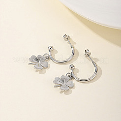 Stainless Steel Clover Dangle Stud Earrings&nbsp;FD4854-2