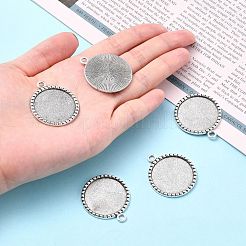 Tibetan Style Antique Silver Alloy Flat Round Pendant Cabochon Settings&nbsp;TIBEP-M022-38AS