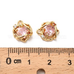 Brass Micro Pave Cubic Zirconia Pendants&nbsp;KK-A259-14G