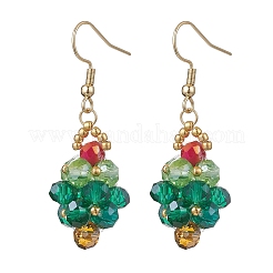 304 Stainless Steel Glass Seed Beads Christmas Tree Dangle Earrings&nbsp;EJEW-MZ00581-01