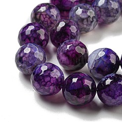 Faceted Natural Dragon Veins Agate Beads Strands&nbsp;G-F447-12mm-P09