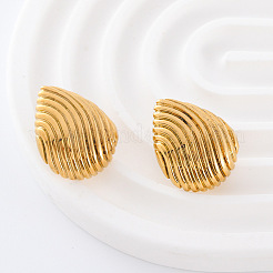3 Pairs Stainless Steel Textured Teardrop Stud Earrings&nbsp;GW2125