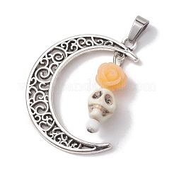 Halloween Synthetic Turquoise Skull Pendants&nbsp;PALLOY-JF02650-03