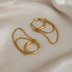 304 Stainless Steel Double Chain Tassel Hoop Earrings for Women&nbsp;MX0764