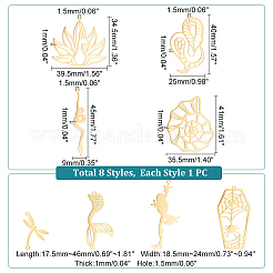 8Pcs 8 Style 201 Stainless Steel Pendants&nbsp;STAS-UN0040-84
