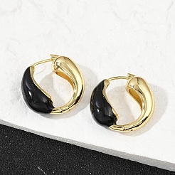 Brass Enamel Stud Earrings&nbsp;EJEW-M082-03G