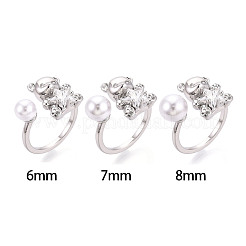 Bear Brass Micro Pave Clear Cubic Zirconia Cuff Ring Settings&nbsp;KK-T076-32P