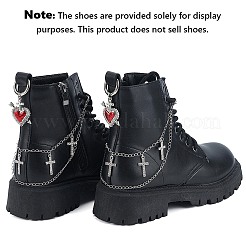 4Pcs 2 Styles Brass Twisted Chains Boot Strap Chains & Heart Alloy Enamel Shoes Charms Sets&nbsp;HJEW-BM0001-07