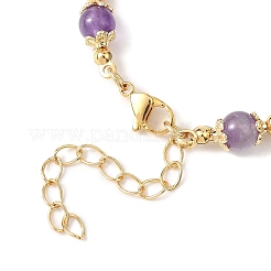 Natural Amethyst Round Beaded Bracelets for Women&nbsp;BJEW-JB12875-02