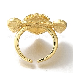 Rack Plating Brass Clear Cubic Zirconia Open Cuff Rings&nbsp;RJEW-S411-01G-01