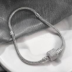 Brass Micro Pave Clear Cubic Zirconia Link Bracelets&nbsp;LS-BJEW-S158-15P
