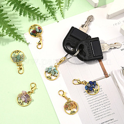6Pcs Tree of Life Alloy & Natural Lapis Lazuli & Carnelian & Amazonite & Tourmaline & Green Aventurine & Amethyst Chips Pendant Necklaces&nbsp;HJEW-YW00104