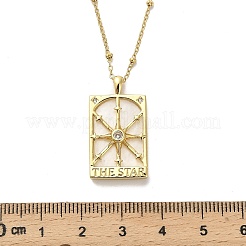 Brass Cubic Zirconia Pendant Necklaces&nbsp;LS-NJEW-H051-01G-02