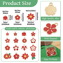 64Pcs 16 Styles Alloy Enamel Pendants&nbsp;ENAM-TA0004-11