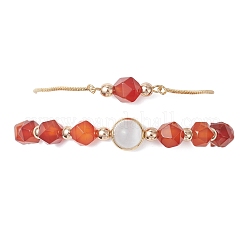 2Pcs 2 Styles Natural Carnelian Beaded Bracelets&nbsp;BJEW-JB13009-02