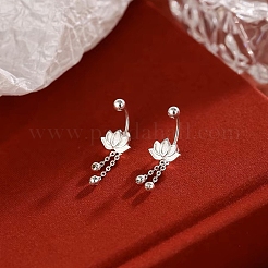 999 Fine Silver Flower Ear Plug Gauges&nbsp;EJEW-P296-09S