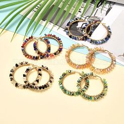 Electroplate Glass Triangle Beads Hoop Earrings&nbsp;EJEW-JE04600