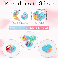 14 Sets 7 Colors Gradient Color Opaque Resin Pendants&nbsp;RESI-CA0001-45