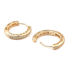 Brass Micro Pave Cubic Zirconia Hoop Earrings&nbsp;EJEW-D078-12KCG