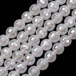 Electroplated Natural Agate Beads Strands&nbsp;G-B191-A07-6mm-20