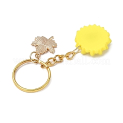 Alloy Enamel Leaf with Flower Pendant Keychains&nbsp;KEYC-JKC01432