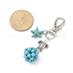 Starfish & Round Synthetic Turquoise Pendant Decorations&nbsp;HJEW-JM03276-01