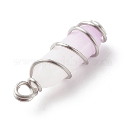 Natural Purple White Jade Double Terminal Pointed Pendants&nbsp;PALLOY-JF01686-06