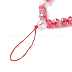 Rondelle Glass & Polymer Clay Rhinestone Beads Phone Hand Strap Chains&nbsp;HJEW-JM00877-03