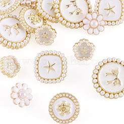 15Pcs 5 Styles 1-Hole Alloy Enamel Shank Buttons&nbsp;BUTT-TA0001-47A