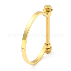 304 Stainless Steel D Shape Bar Screw Bangle&nbsp;BJEW-G636-05A-G