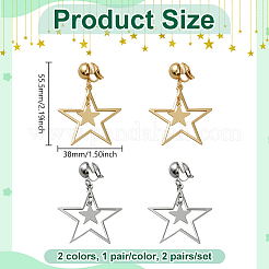 2 Pairs 2 Colors Brass Clip-on Earrings&nbsp;EJEW-HY0001-10B