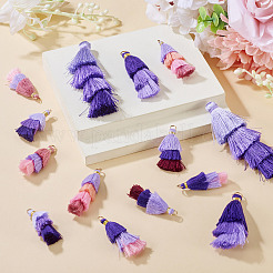 14Pcs 7 Styles Polycotton(Polyester Cotton) Tassel Pendant Decorations&nbsp;FIND-TA0009-24
