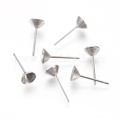 Non-Tarnish 304 Stainless Steel Post Stud Earring Settings&nbsp;STAS-E446-01D-P