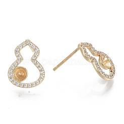 Brass Micro Pave Clear Cubic Zirconia Stud Earring Findings&nbsp;KK-N232-05-NF