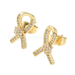 Brass Micro Pave Clear Cubic Zirconia Stud Earrings&nbsp;EJEW-Z144-05G