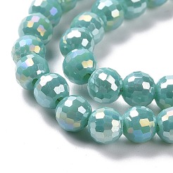 Electroplate Opaque Solid Color Glass Beads Strands&nbsp;GLAA-E036-10-M