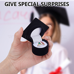 Doctoral Hat Shaped ABS Plastic Jewelry Ring Gift Boxes&nbsp;CON-WH0089-127A