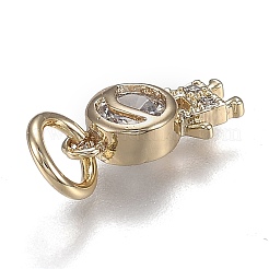 Brass Micro Pave Clear Cubic Zirconia Pendants&nbsp;ZIRC-Z003-17G