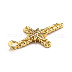 Brass Micro Pave Clear Cubic Zirconia Pendants&nbsp;ZIRC-J025-35G