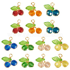 28Pcs 7 Colors Trabsparent Glass Pendants&nbsp;PALLOY-TAC0187